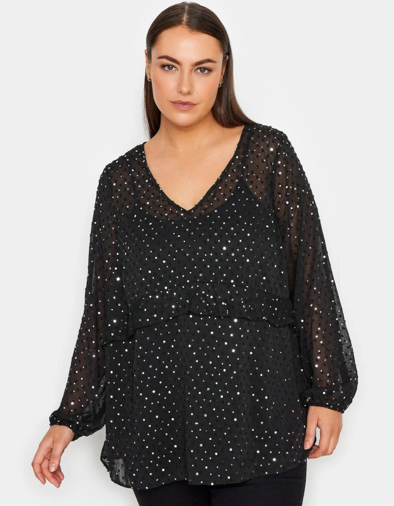 Sparkle Dobby Blouse - Black