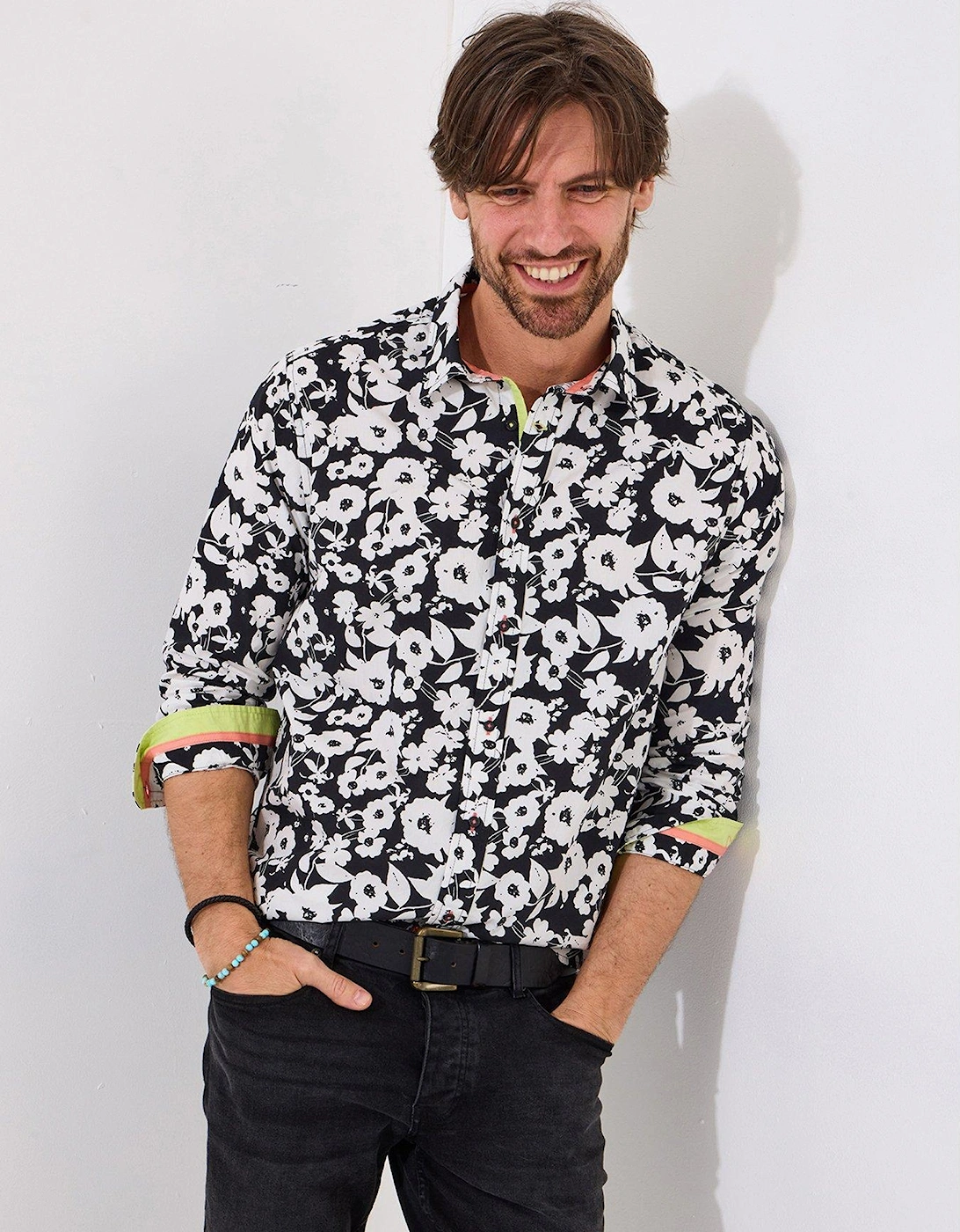 Monochrome Love Sleeve Floral Shirt, 2 of 1