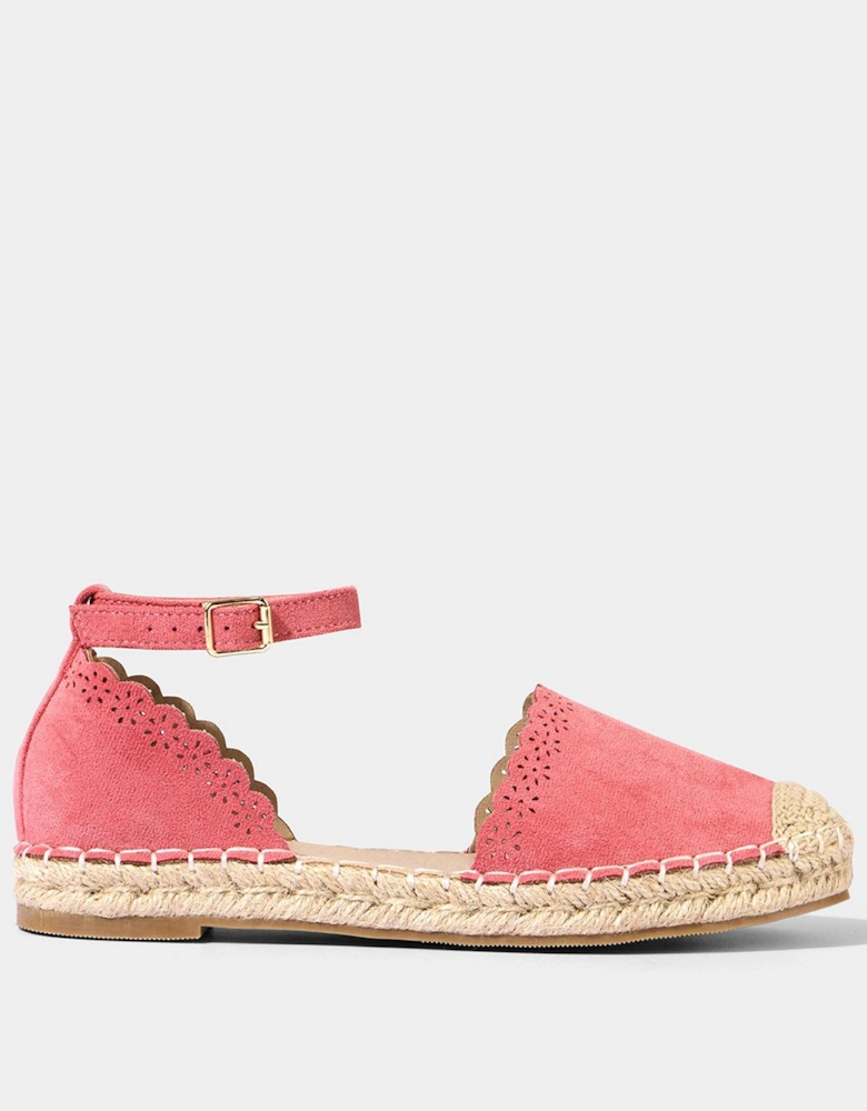 Pretty Scallop Strappy Espadrilles - Coral