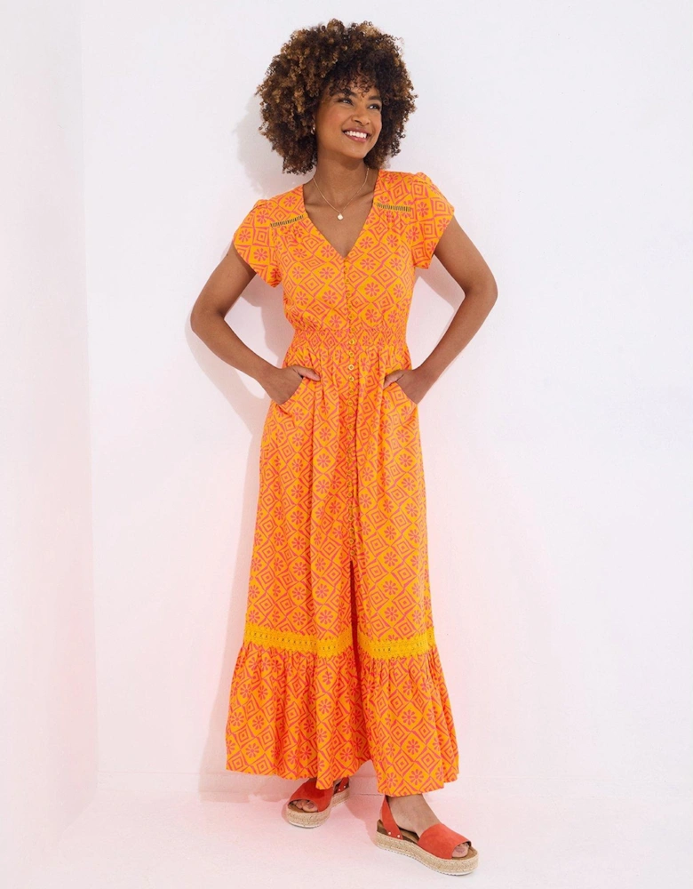 Print Maxi Dress - Orange