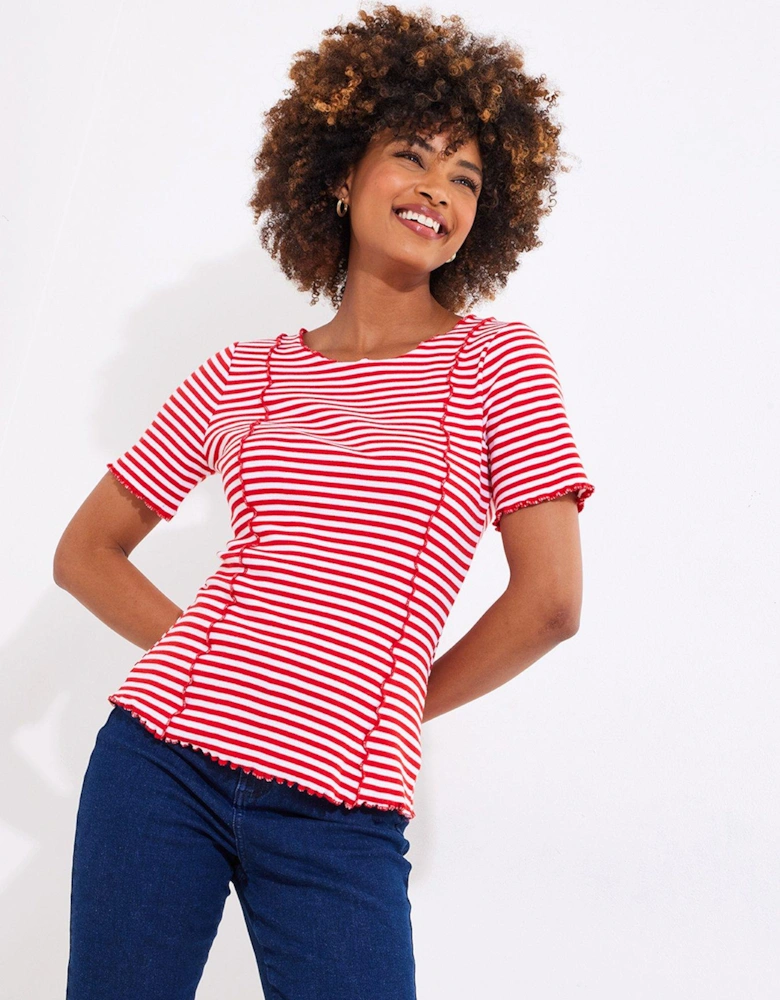 All The Stripes Short Sleeve Jersey Top - Red