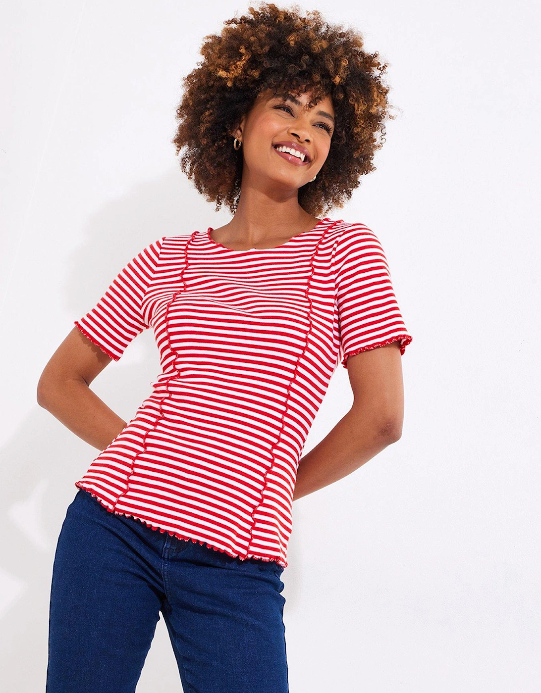 All The Stripes Short Sleeve Jersey Top - Red, 2 of 1