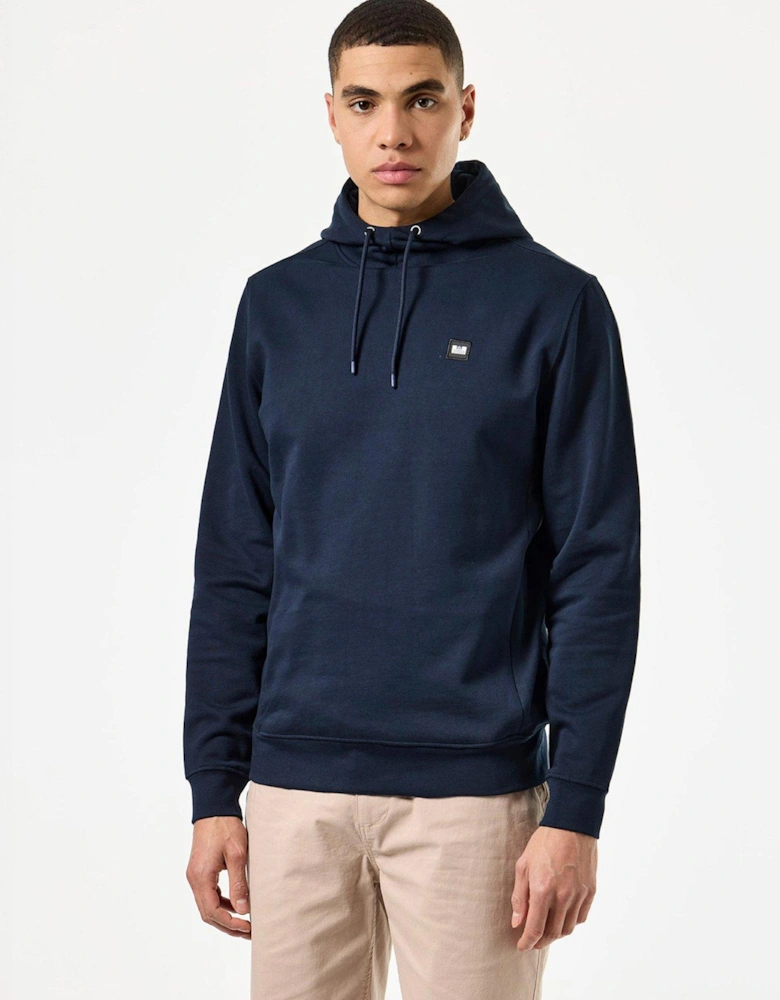 Ribbed Basic Badge Hoodie - Navy