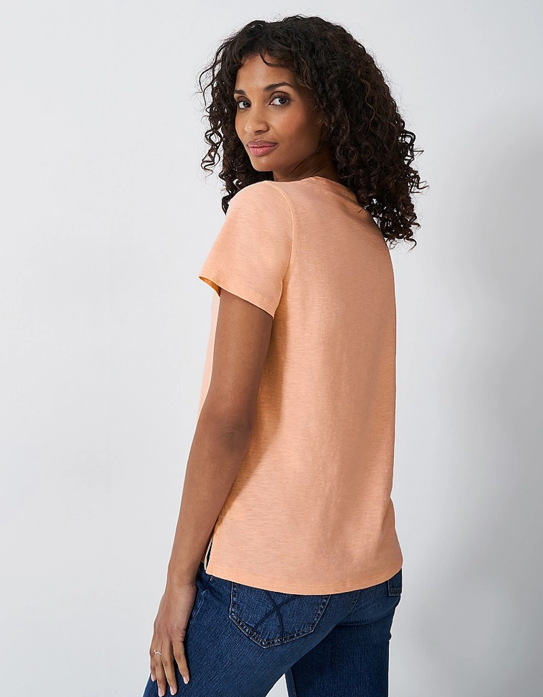 Women's Perfect V-neck Slub T-shirt Peach