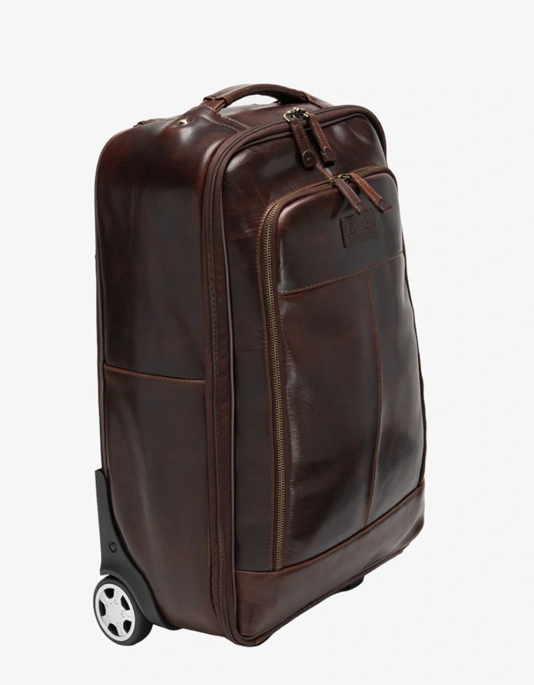 Paris Brown Leather Wheeled Suitcase