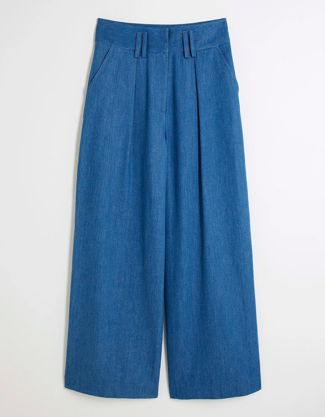 High Waisted Wide Leg Trousers - Blue