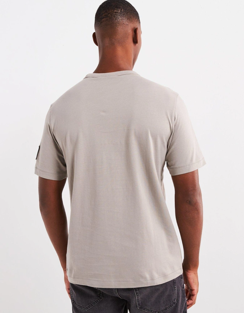 Badge Sleeve Regular Fit T-Shirt - Light Grey