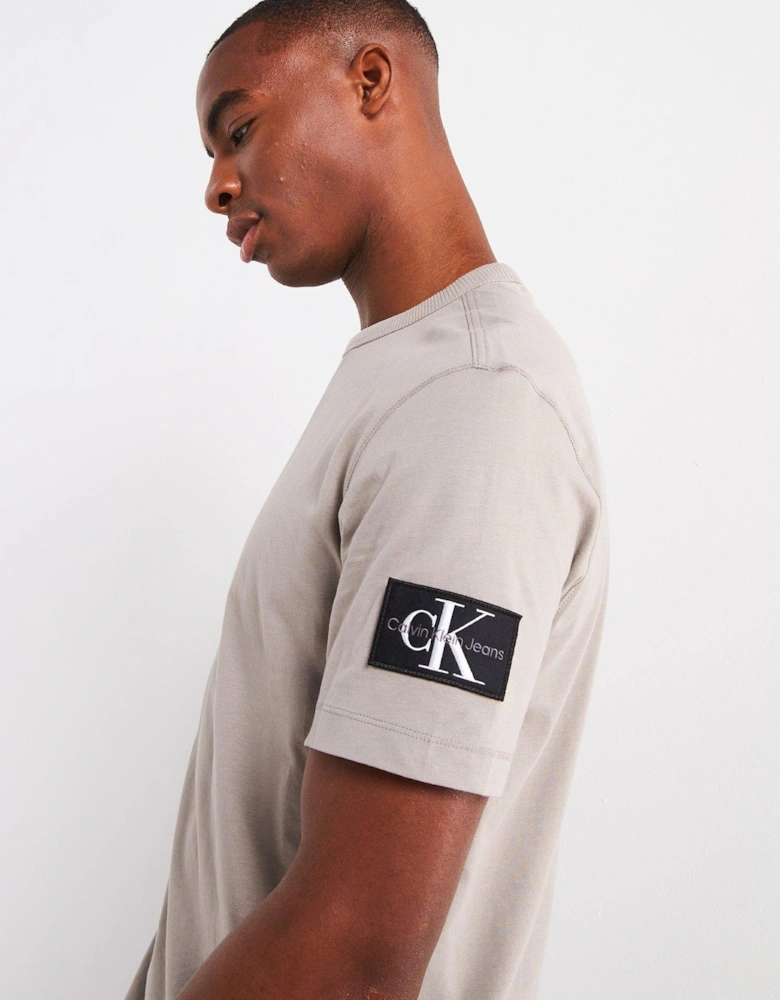 Badge Sleeve Regular Fit T-Shirt - Light Grey