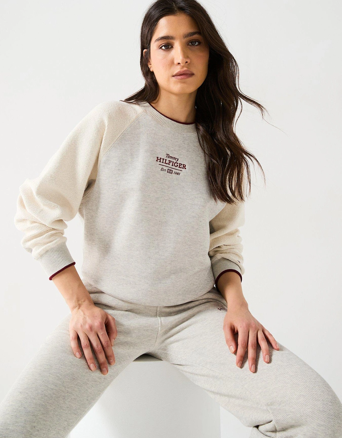 Monotype Logo Textured Sweatshirt - White