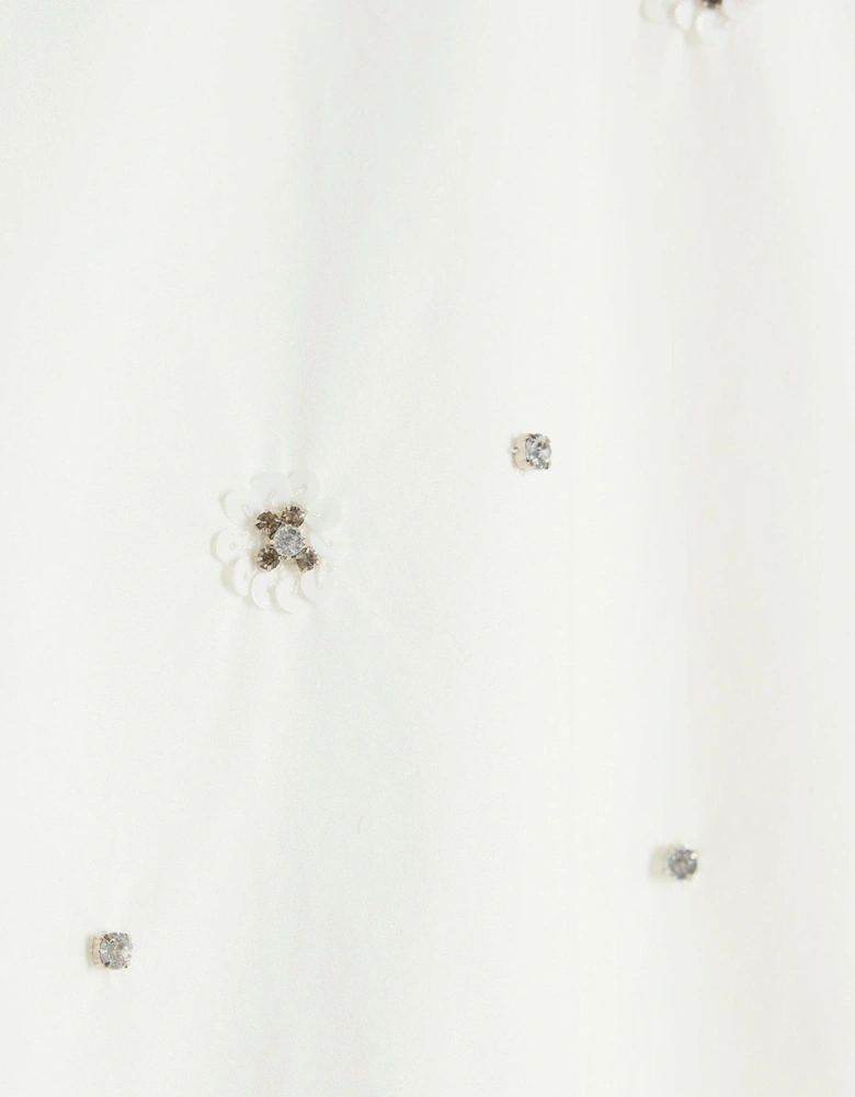 Diamante Detail Poplin Shirt - White