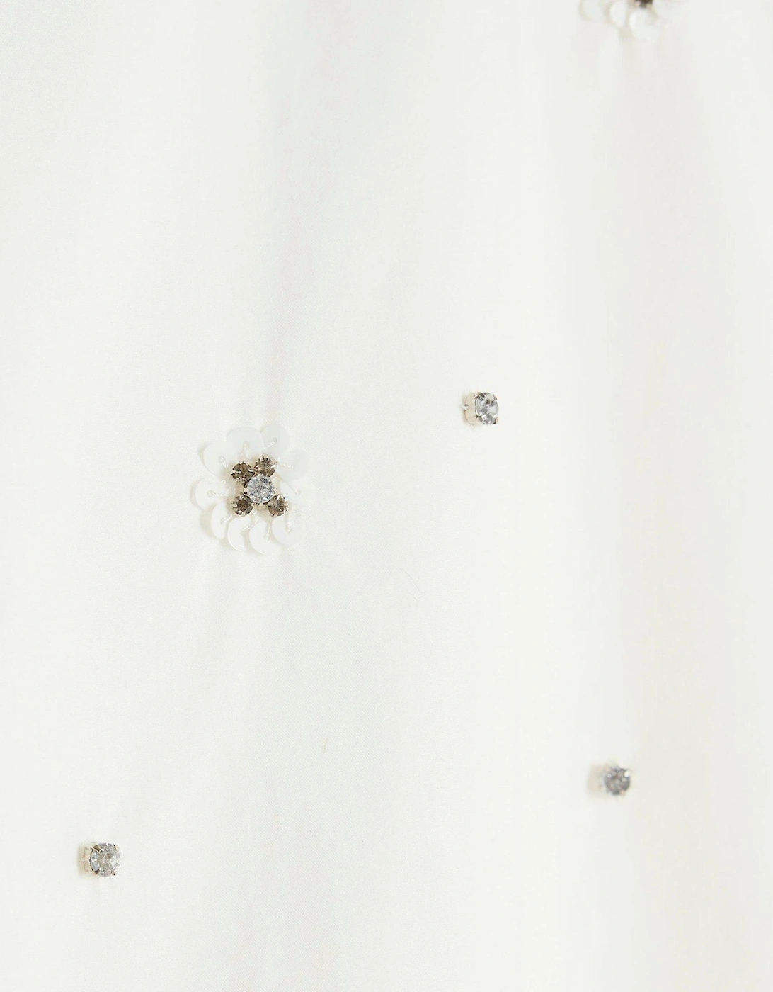 Diamante Detail Poplin Shirt - White