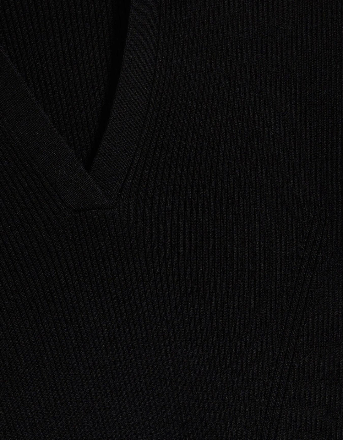 Long Sleeve Polo Mini Dress - Black