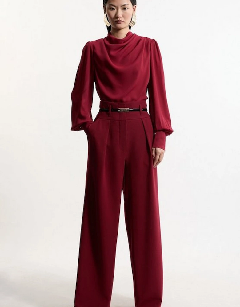 Compact Stretch Essential Tailored High Waist Wide Leg Trouser