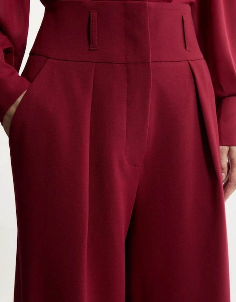 Compact Stretch Essential Tailored High Waist Wide Leg Trouser