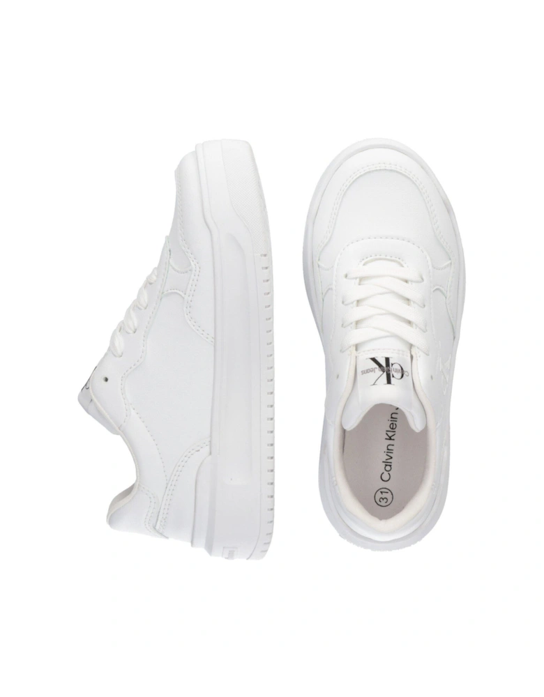 Girls Low Cut Lace-Up Sneakers - White