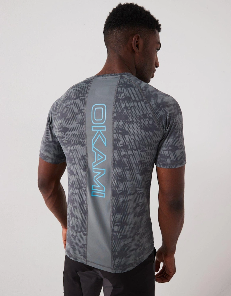 Men's Construct Poly Back Panel T-Shirt - Blue/Grey