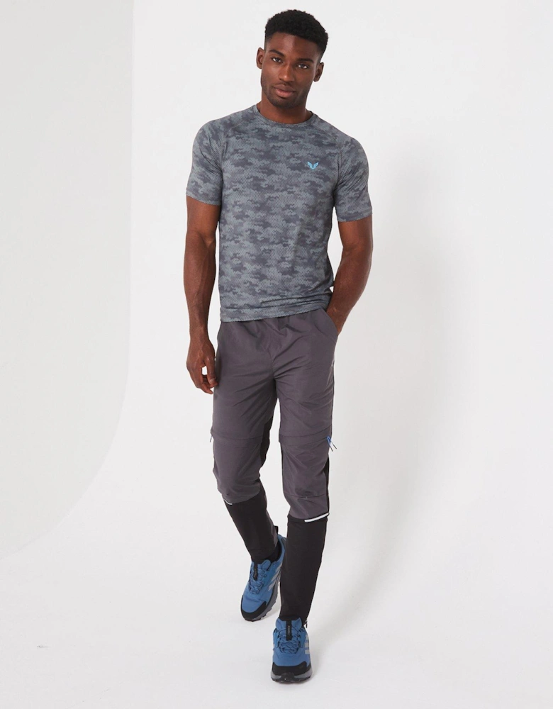 Men's Construct Poly Back Panel T-Shirt - Blue/Grey