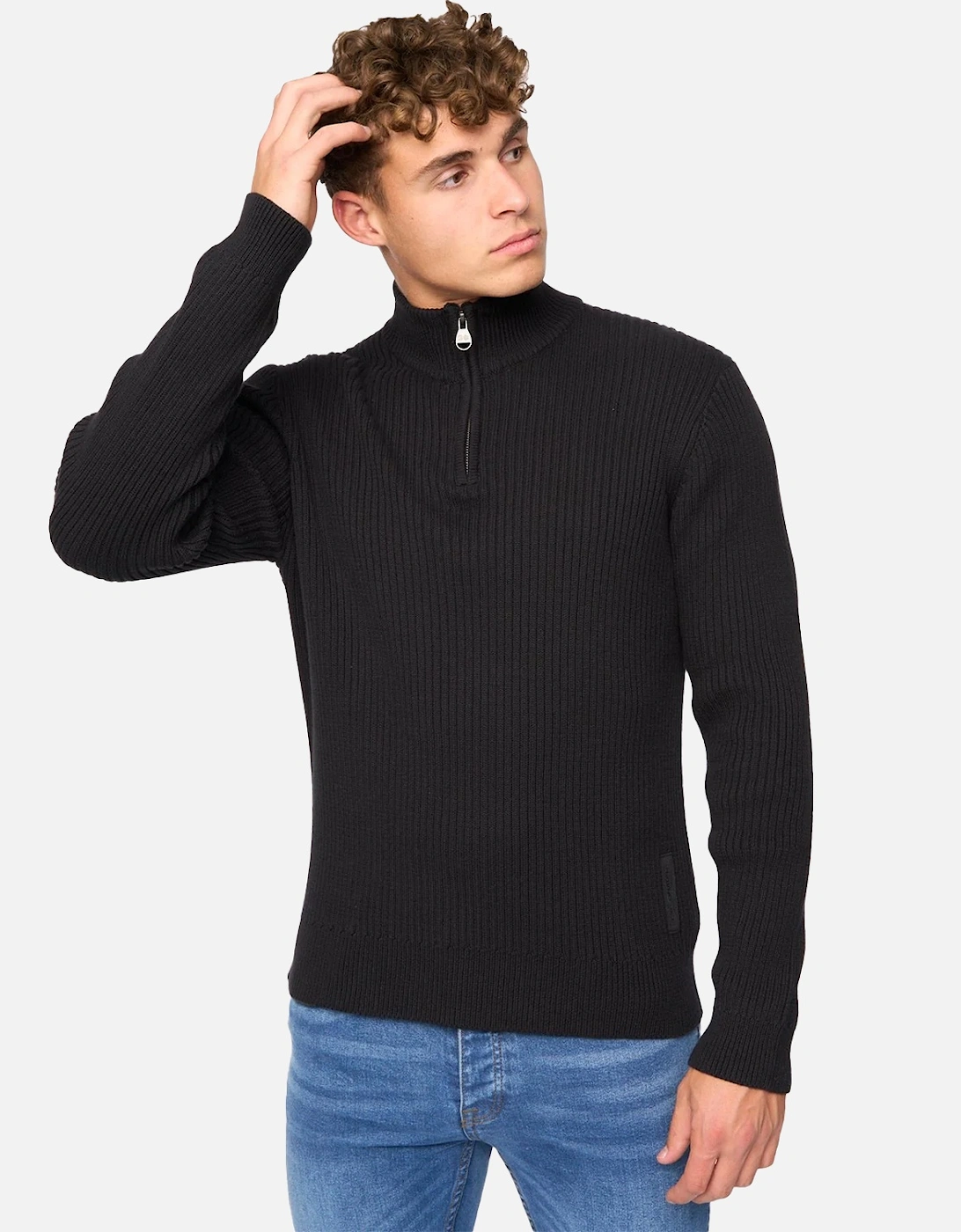 Mens Havaline Knitted Quarter Zip Pullover, 5 of 4