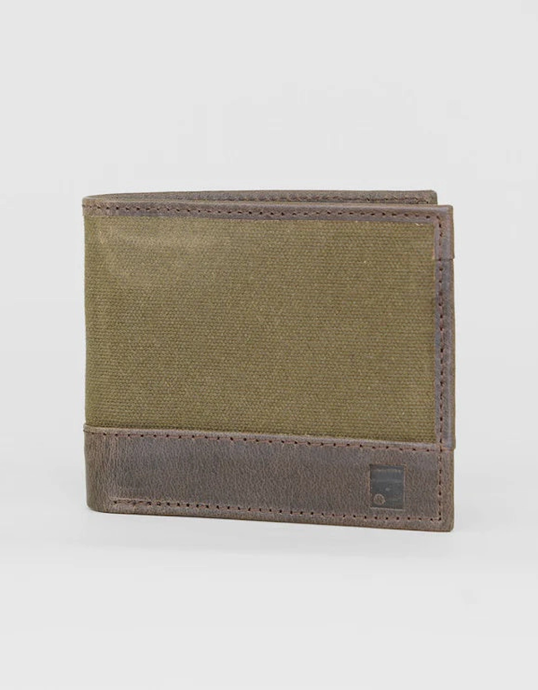 Leather & Waxed Canvas Wallet - Olive / Brown, 4 of 3