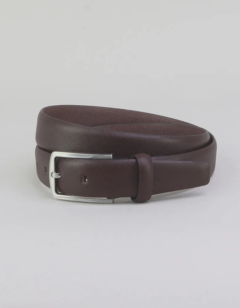 Tickencote 29mm Saffiano Print Formal Leather Belt - Brown