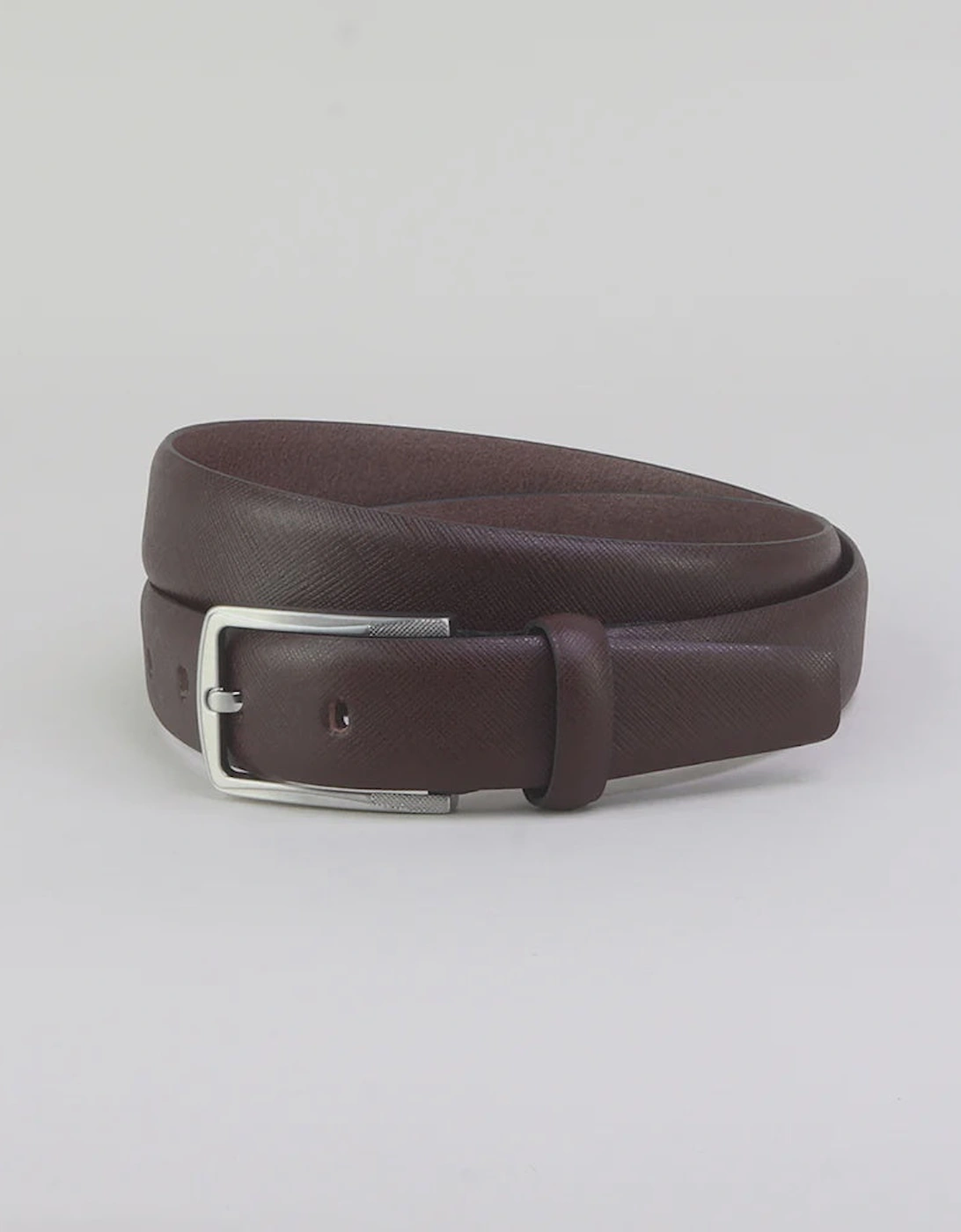 Tickencote 29mm Saffiano Print Formal Leather Belt - Brown, 2 of 1