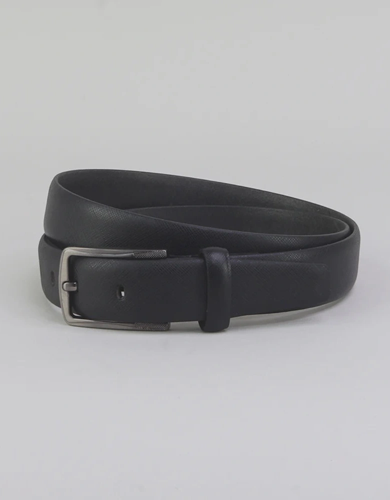 Tickencote 29mm Saffiano Print Formal Leather Belt - Black