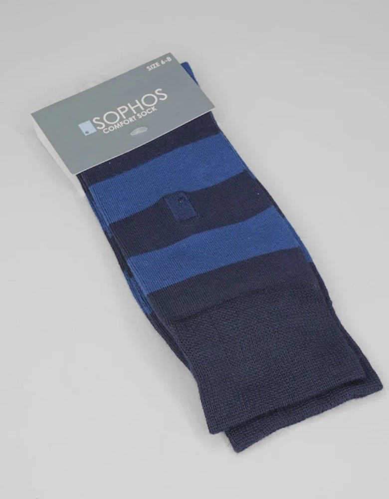 Country Stripe Bamboo Sock - Navy/Blue