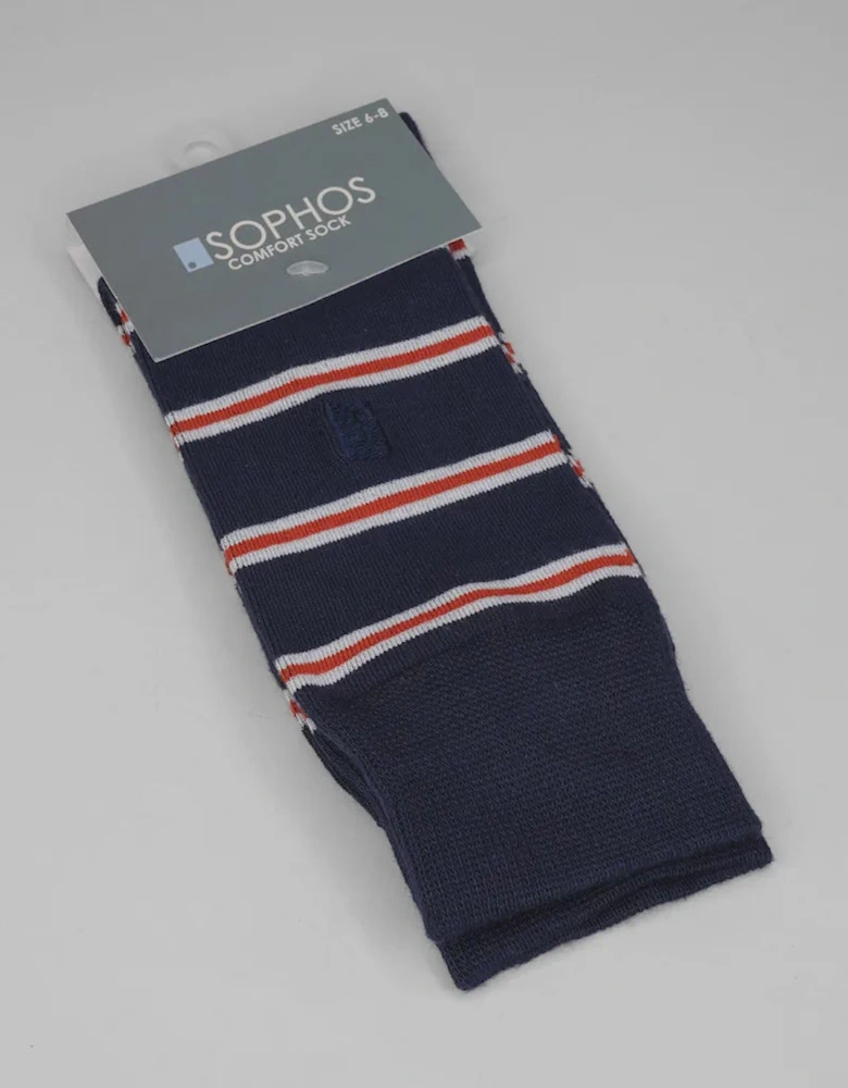 Country Stripe Bamboo Sock - Navy/Red/White