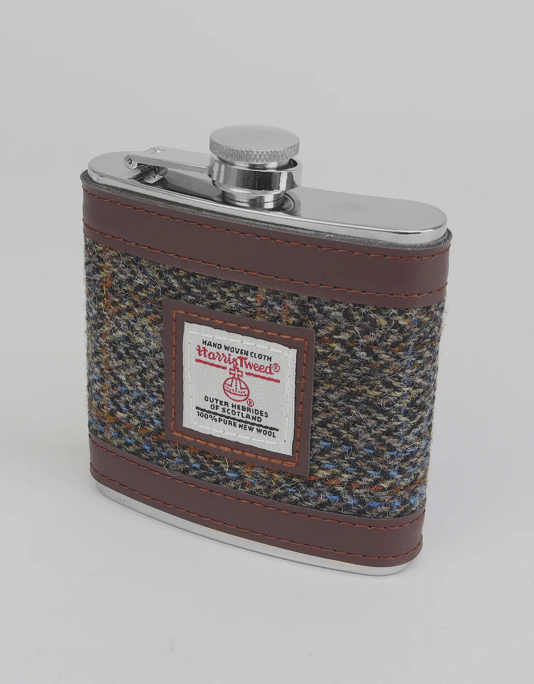 Harris Tweed 6oz Hip Flask - Stainless Steel/Brown, 2 of 1