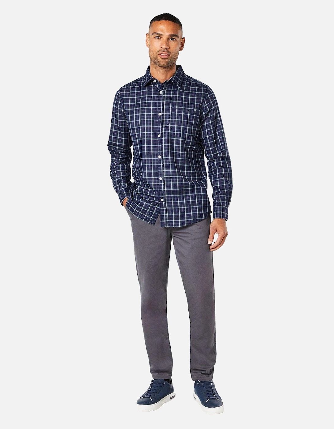 Mens Checked Classic Long-Sleeved Shirt