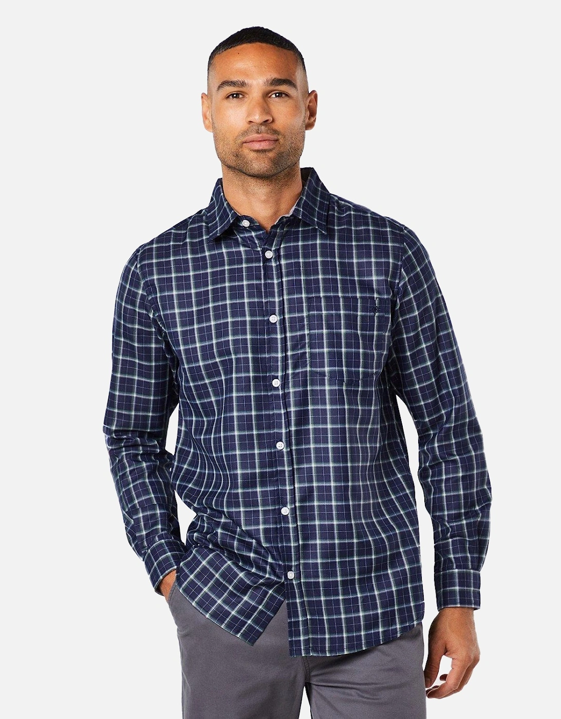 Mens Checked Classic Long-Sleeved Shirt, 4 of 3