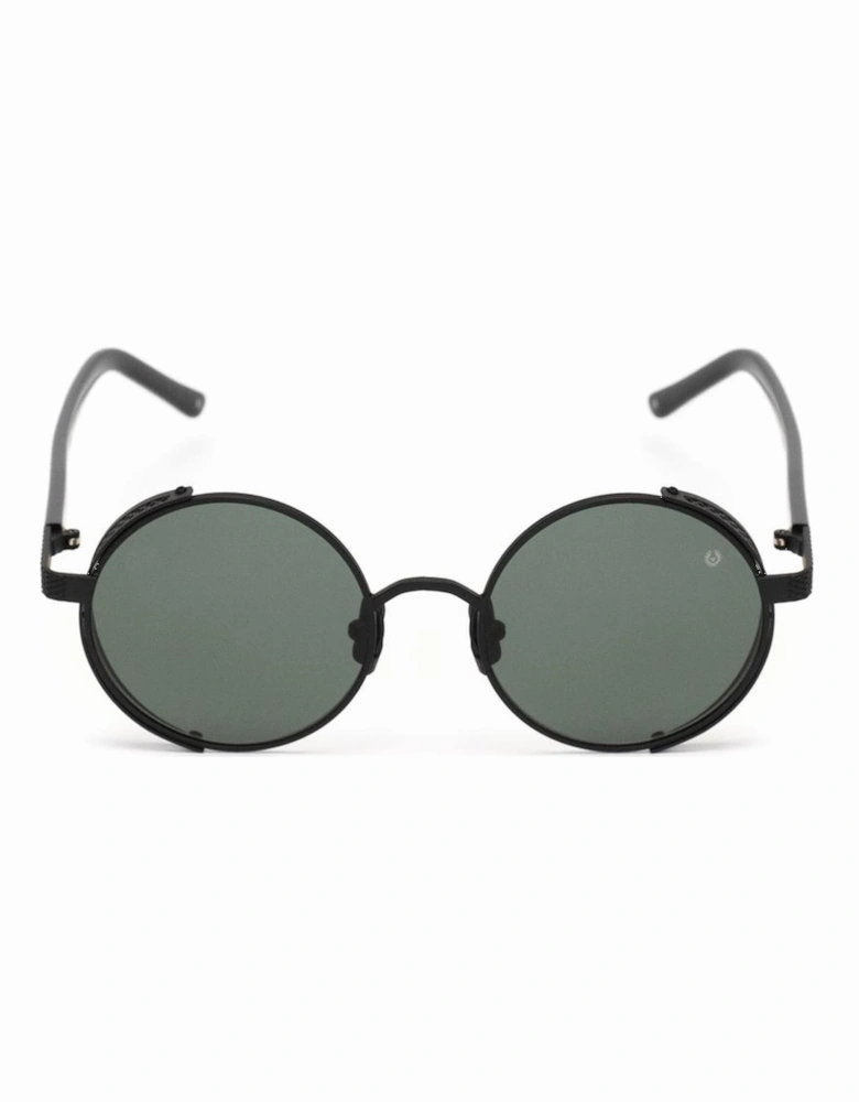 Hand Polished Acetate Watch with Green Glass Unisex - Black Sunglasses