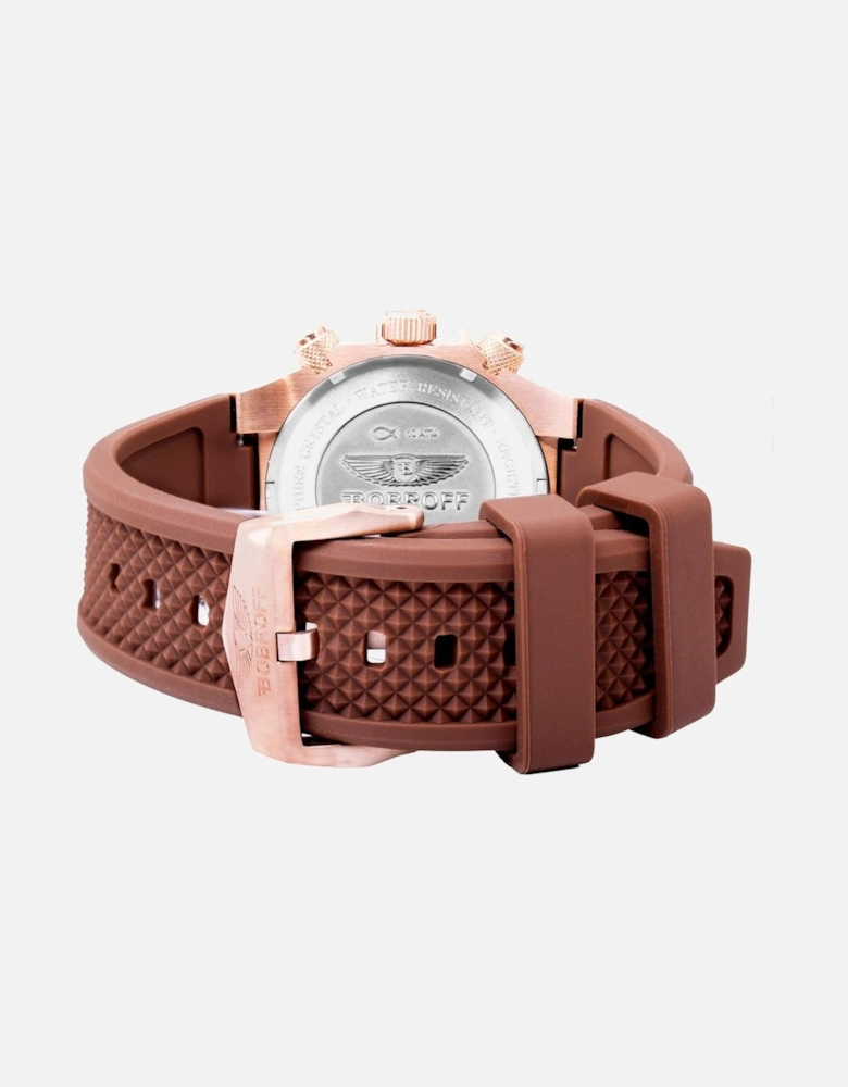Quartz Steel Analog Watch with Rubber Bracelet Unisex - Brown Unisex