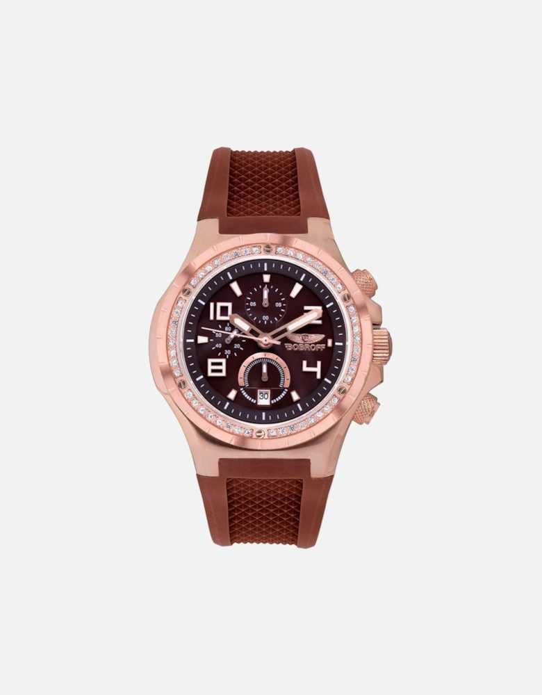Quartz Steel Analog Watch with Rubber Bracelet Unisex - Brown Unisex