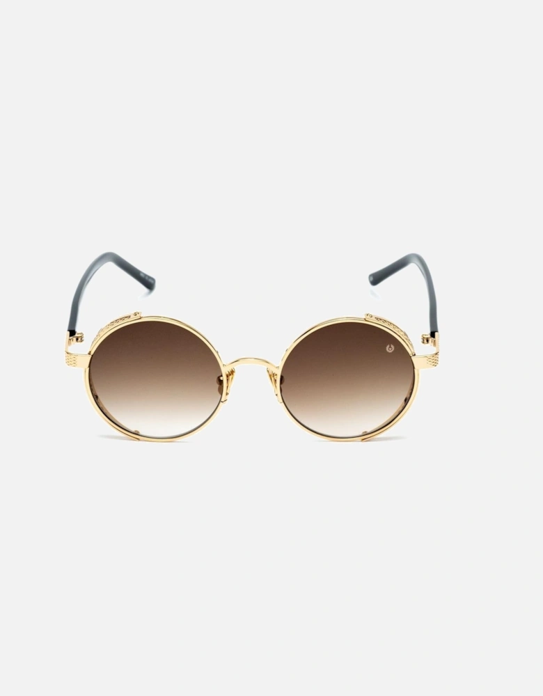 Titanium Bracelet Golden Dial Watch Women Sunglasses