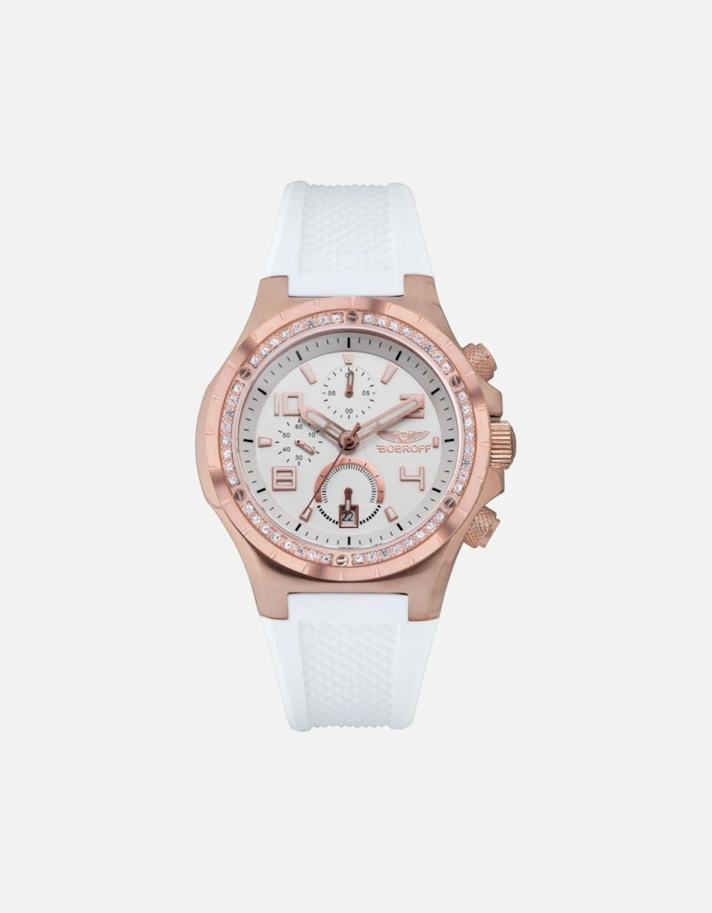 Quartz Analog Steel Case Rubber Bracelet Watch Unisex - White Unisex