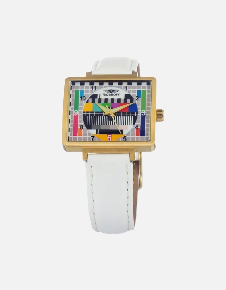 Quartz Analog Steel Case Leather Bracelet Watch Women - White Watches