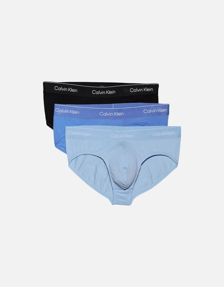 3-Pack Icon Cotton Stretch Men's Briefs, Black/Glacier/Bluebell