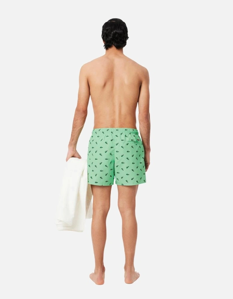 Crocodile Print Swim Trunks - Green