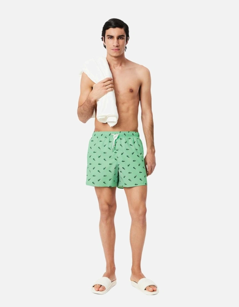 Crocodile Print Swim Trunks - Green