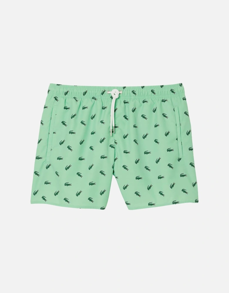 Crocodile Print Swim Trunks - Green