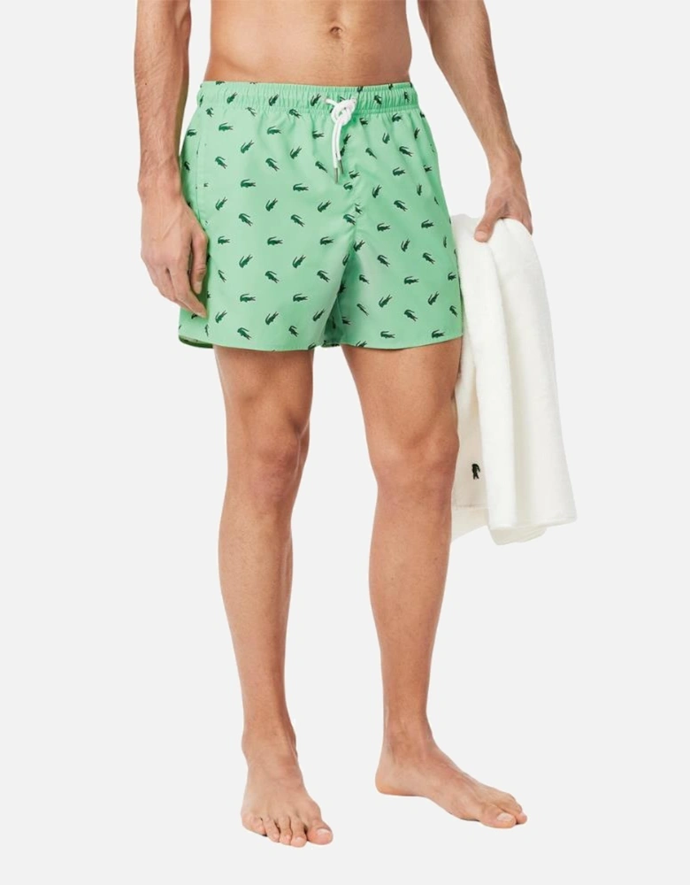 Crocodile Print Swim Trunks - Green