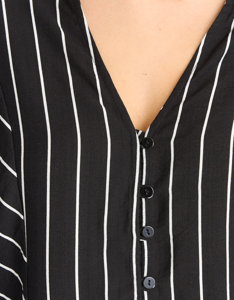 Black Long Sleeve Batwing Stripe Shirt