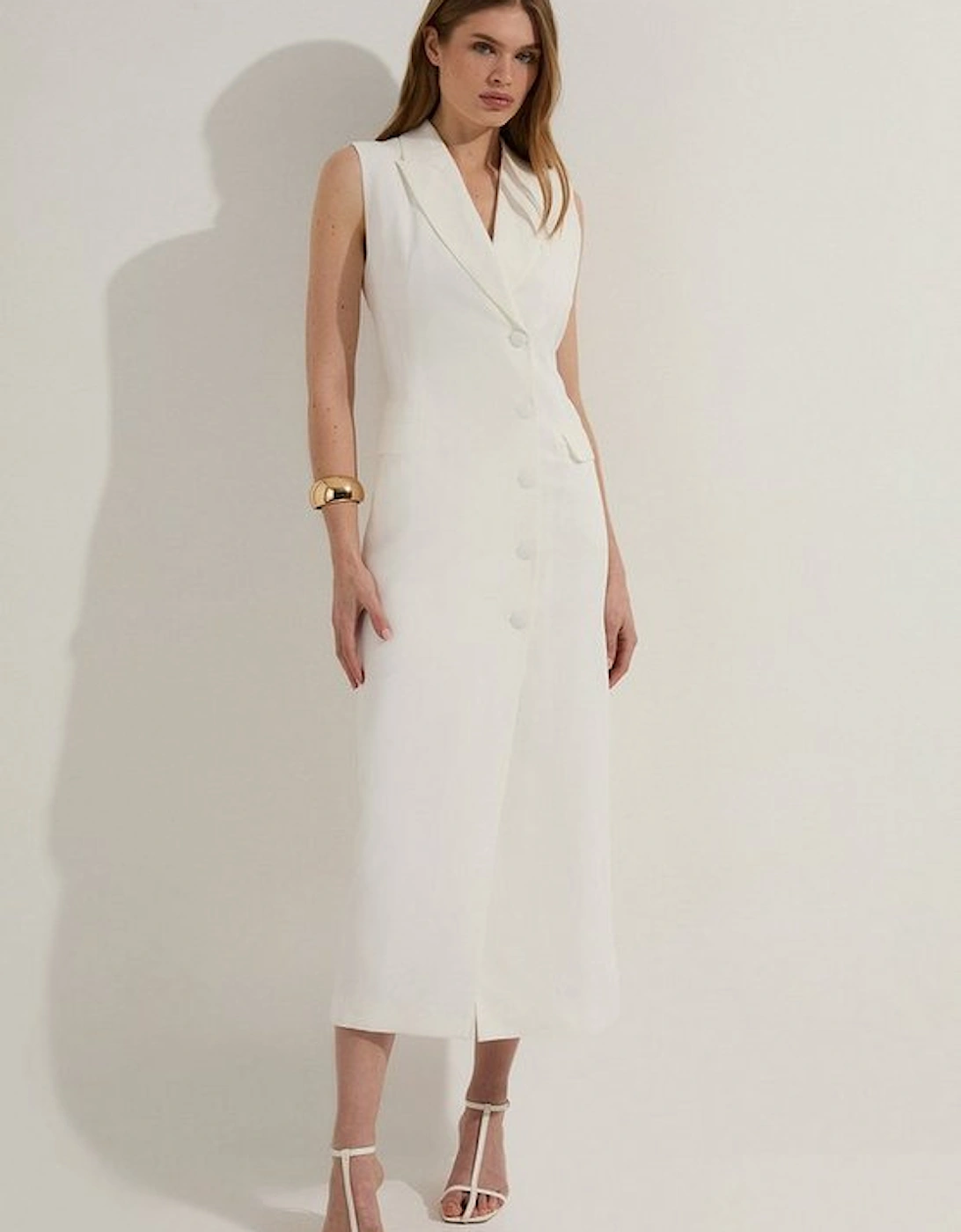 Tailored Linen Wrap Blazer Midi Dress, 5 of 4
