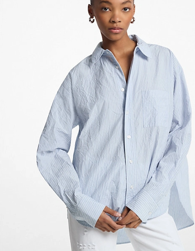 Striped Crushed Cotton Poplin Shirt