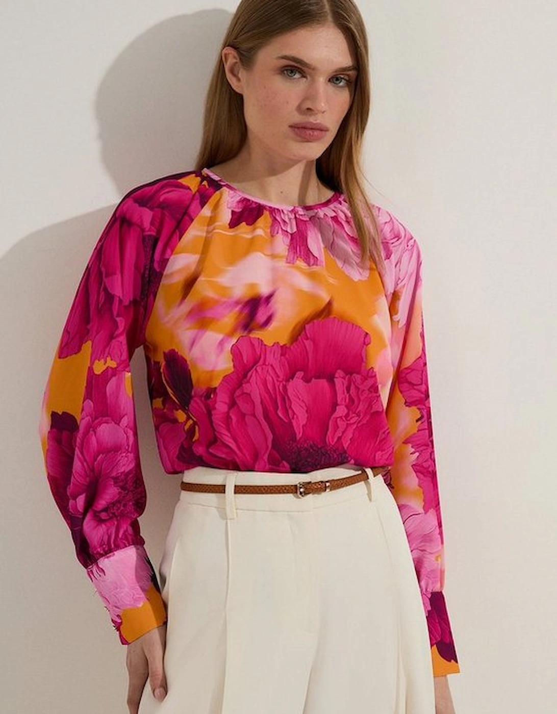 Floral Balloon Sleeve Woven Blouse, 4 of 3