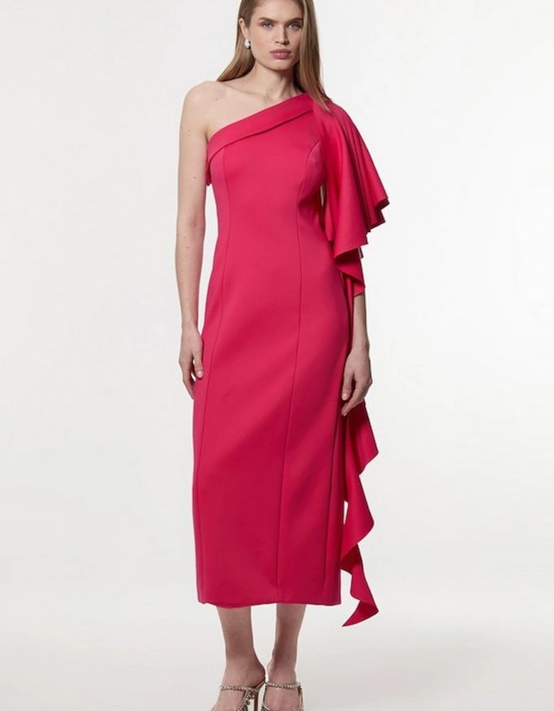 Scuba Drama Ruffle Woven Midi Dress