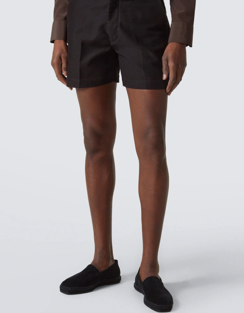 Brushed Cotton Satin Shorts Black