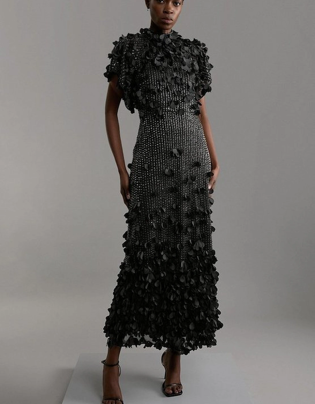 Tall Crystal Applique Angel Sleeve Woven Maxi Dress, 4 of 3