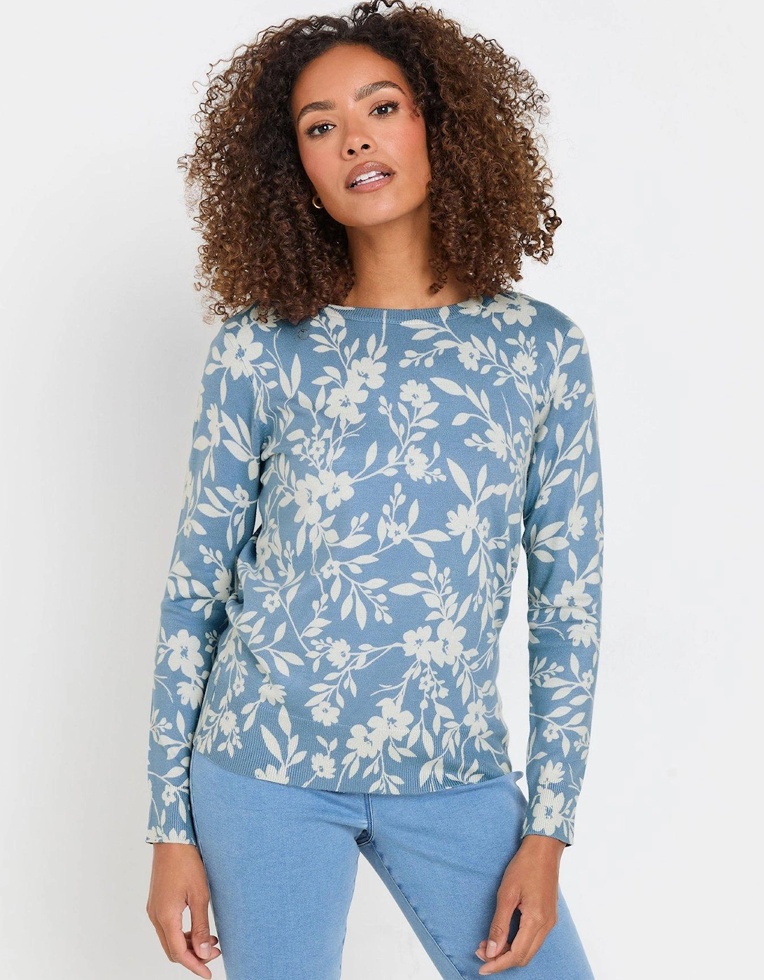 Floral Crew Neck Jumper - Blue, 2 of 1